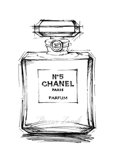 how to draw chanel perfume|Chanel perfume no 5 drawing.